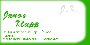 janos klupp business card